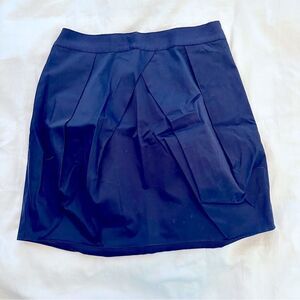 J. Crew Navy Skirt with Origami Fold Pleated Detail and Grosgrain Ribbon Waist